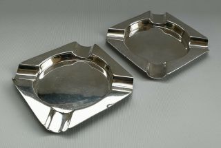 Vtg 1920s Warner Bros Pair Colonial Indian Solid Sterling Silver Ashtrays 120g