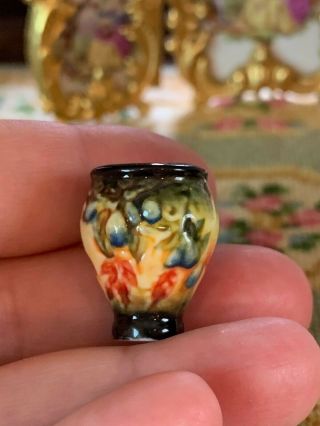 Artisan Miniature Dollhouse Porcelain Galle France Majolica 1 " Vase