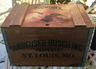 Vintage Budweiser Centennial Wood Crate Box 1876 - 1976 Anheuser Busch