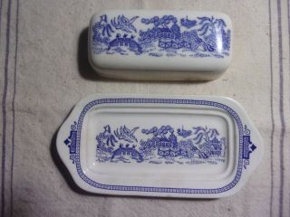 Vintage Blue Willow Butter Dish