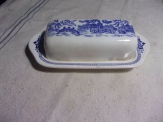 VINTAGE BLUE WILLOW BUTTER DISH 3