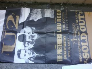 U2 Lou Reed Pogues,  Uk 60 X 39 " Subway Poster Vg Folded Rare Tears Vtg Htf