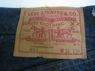 Vintage Levi ' s 501 Redline Selvedge Jeans Tag Size 34 X 32 6