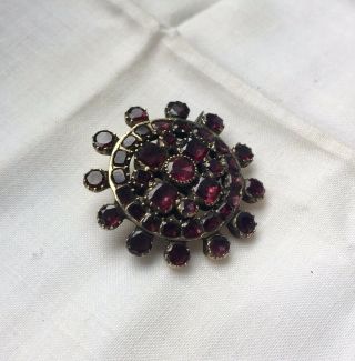 Antique Georgian foiled garnet gold Target brooch pin 2