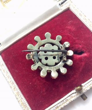 Antique Georgian foiled garnet gold Target brooch pin 4