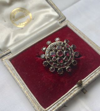 Antique Georgian foiled garnet gold Target brooch pin 6
