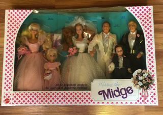 Vintage Wedding Party Midge Barbie Gift Set 1990 Nib