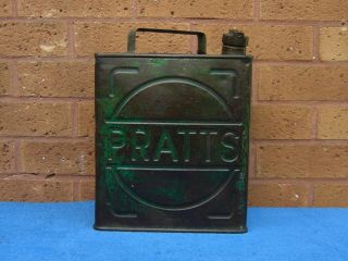 Vintage Pratts 2 Gallon Petrol Oil Fuel Can In Orig.  Colour & Paint 1930s