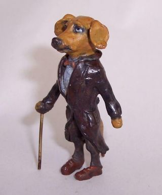 Vintage Cold Painted Bronze Miniature Anthropomorphic Labrador Gentleman Dog