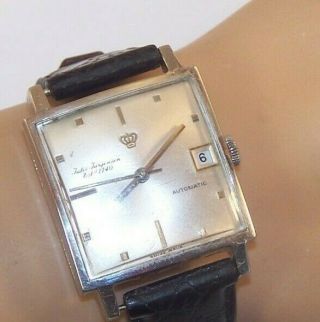 Vintage Jules Jurgensen Swiss 17 Jewel H 103511 Automatic S/S Men ' s Square Watch 2