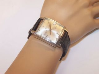 Vintage Jules Jurgensen Swiss 17 Jewel H 103511 Automatic S/S Men ' s Square Watch 3