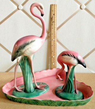 Vintage Will George Mid Century Modern Pretty Pastel PINK Flamingo Console Bowl 3