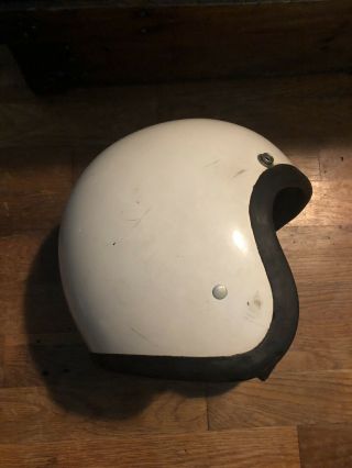 VINTAGE 1960s BELL TOPTEX MOTORCYCLE HELMET SNELL SIZE 6 3/4 White Snap Strap 2