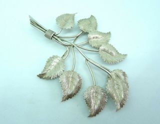 Vintage Charles Horner 40 ' s Sterling Silver Nine Leaf Spray Brooch 2