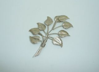 Vintage Charles Horner 40 ' s Sterling Silver Nine Leaf Spray Brooch 3