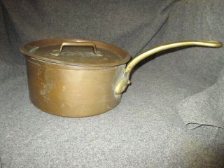 Vintage French Style Copper 8.  5 Inch Cooking Sauce Pan Heavy 2mm Tinned