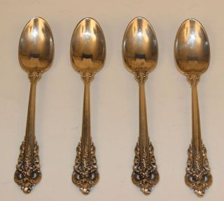 4 Wallace Grand Baroque Sterling Silver Demitasse Spoons