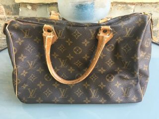 Vintage Louis Vuitton French Co.  Speedy 30 Brown Monogram Tote Satchel Handbag
