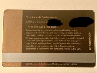 Starbucks 2013 Limited Edition Rose Gold Metal Gift Card - $0 balance.  VERY RARE. 3