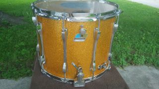 Vintage Ludwig Marching Snare Drum.  Gold Sparkle.  12x15 "