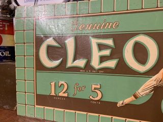 Vintage NOS Metal Scarce Cleo Cola 5 Cent Sign Cleopatra NON Porcelain 3