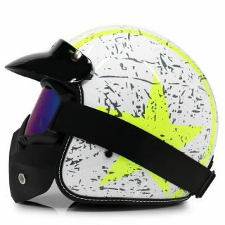 Motorcycle Open Face 3/4 Half Helmet Star Designed Retro Style Safety Equipment 2