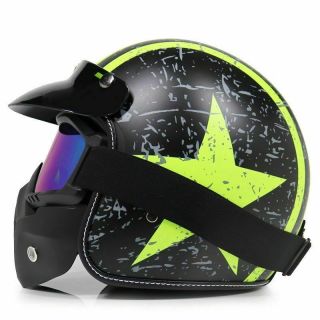 Motorcycle Open Face 3/4 Half Helmet Star Designed Retro Style Safety Equipment 4