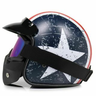 Motorcycle Open Face 3/4 Half Helmet Star Designed Retro Style Safety Equipment 5