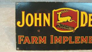 VINTAGE 1950 ' S JOHN DEERE FARM IMPLEMENT PORCELAIN ENAMEL DEALER SIGN 5