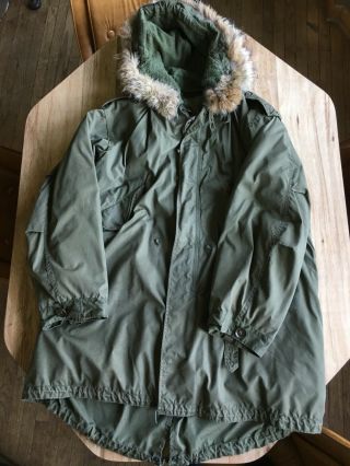 Vintage U.  S.  Military Arctic Parka With Liner And Fur Hood Extreme Cold