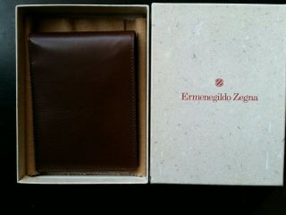 Leather Wallet Mens Vintage Boxed Brown Bifold Ermenegildo Zegna Italian