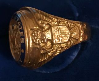 Vintage US United States Army 10k Solid Gold Size 11 Men ' s Ring 9.  17 grams 2