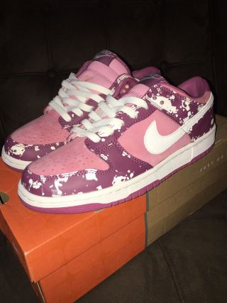 Nike Dunk Low Premium Splatter Size 8 Women Vintage Rare Pink Shoes Sb Co.  Jp