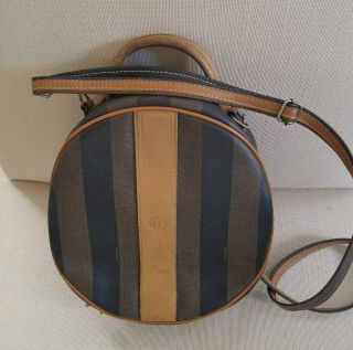 Fendi Rare Vintage Pequin Stripe Canvas Leather Crossbody Made In Italy