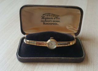 Ladies Vintage.  375 9ct Gold Rolex Precision Wrist Watch & Box 16.  2g