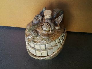 Vintage Unique 8 " Tall Ugly Smiley Face Jug Folk Art Pottery - Floyd Va