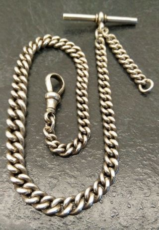 Antique All Silver Graduated Albert Pocket Watch Chain 1897 - 98 By H.  A&s