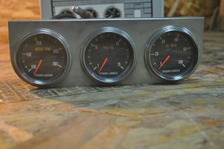 Vintage Stewart Warner 82220 3 Hole Panel Oil Fuel Pressure Water Temp Gauge