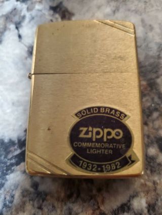 Vintage Zippo 1932 - 1982 50th Anniversary Commemorative Brass Lighter