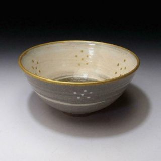 RM9: Vintage Japanese Pottery Tea Bowl,  Kyo ware with Signed wooden box 4