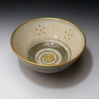 RM9: Vintage Japanese Pottery Tea Bowl,  Kyo ware with Signed wooden box 6