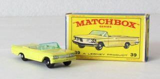 Vintage Lesney Matchbox 39 Pontiac Convertible Regular Wheels N 1962