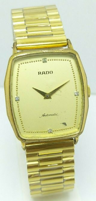 Rare Vintage Rado Golden Dial Automatic Day&date 25j Wrist Watch Men 