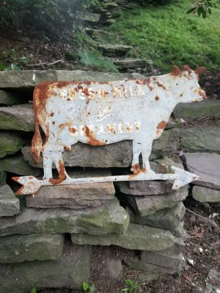 Old Vintage Milk Creamery Embossed Metal Sign Gas Station Barn Farm Seed Dairy