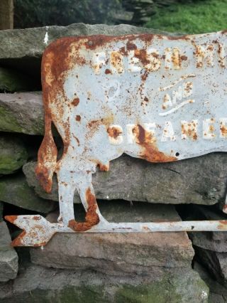 Old vintage Milk Creamery embossed metal sign gas station barn farm seed dairy 3