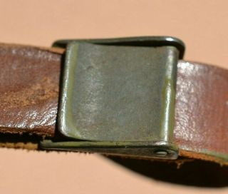 US EARLY UNITED CARR GREEN BUCKLE US ARMY WWII M1 HELMET LINER LEATHER CHINSTRAP 3