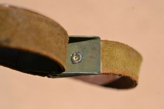 US EARLY UNITED CARR GREEN BUCKLE US ARMY WWII M1 HELMET LINER LEATHER CHINSTRAP 5