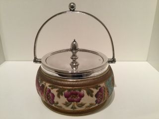 Taylor Tunnicliffe & Co Pottery Pottery & Silver Plate Lidded Sugar Bowl