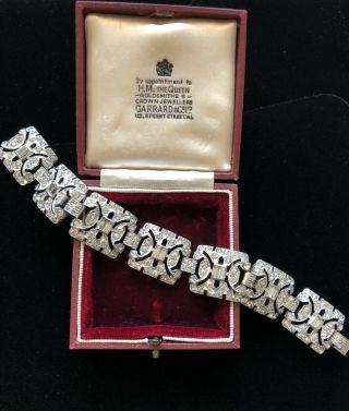 Ktf Pave Baguette Diamanté Bracelet Trifari Art Deco Rhinestone Paste 1930’s