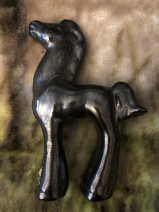 Vintage Rosemeade Black Horse Ceramic Figure